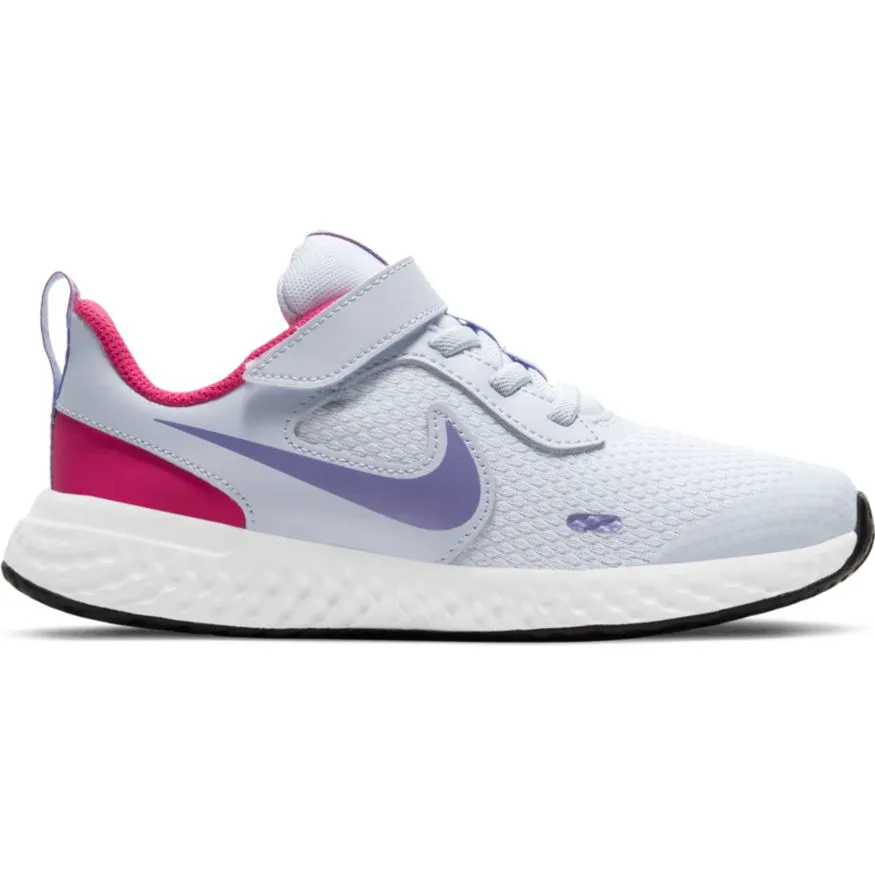 Nike Football Grey/Purple Pulse/Fireberry Revolution 5 Children’s Sneaker