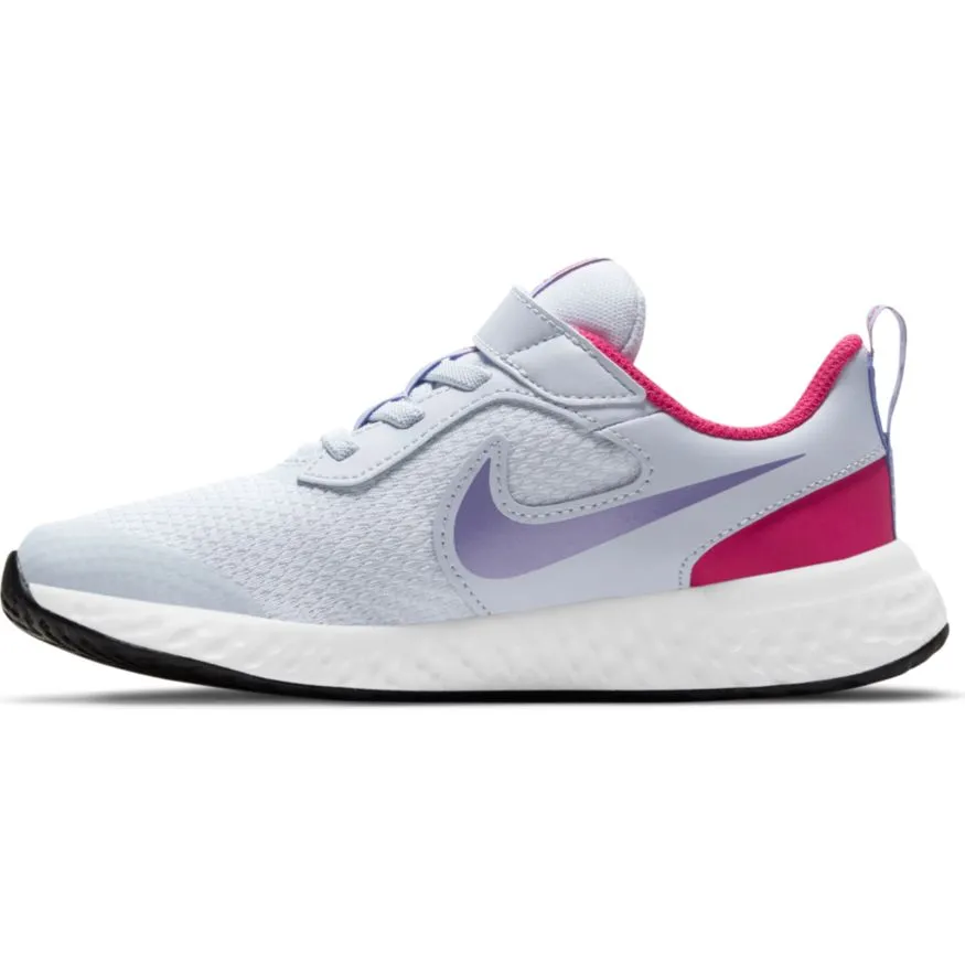 Nike Football Grey/Purple Pulse/Fireberry Revolution 5 Children’s Sneaker