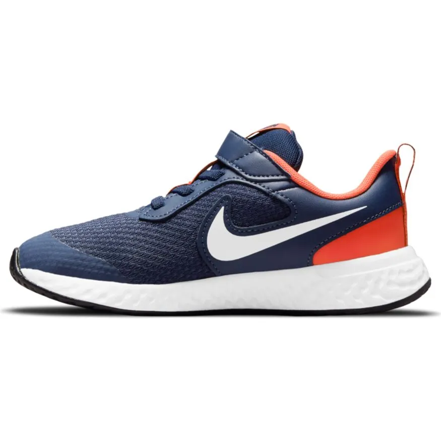 Nike Midnight Navy/Orange Revolution 5 Children’s Sneaker