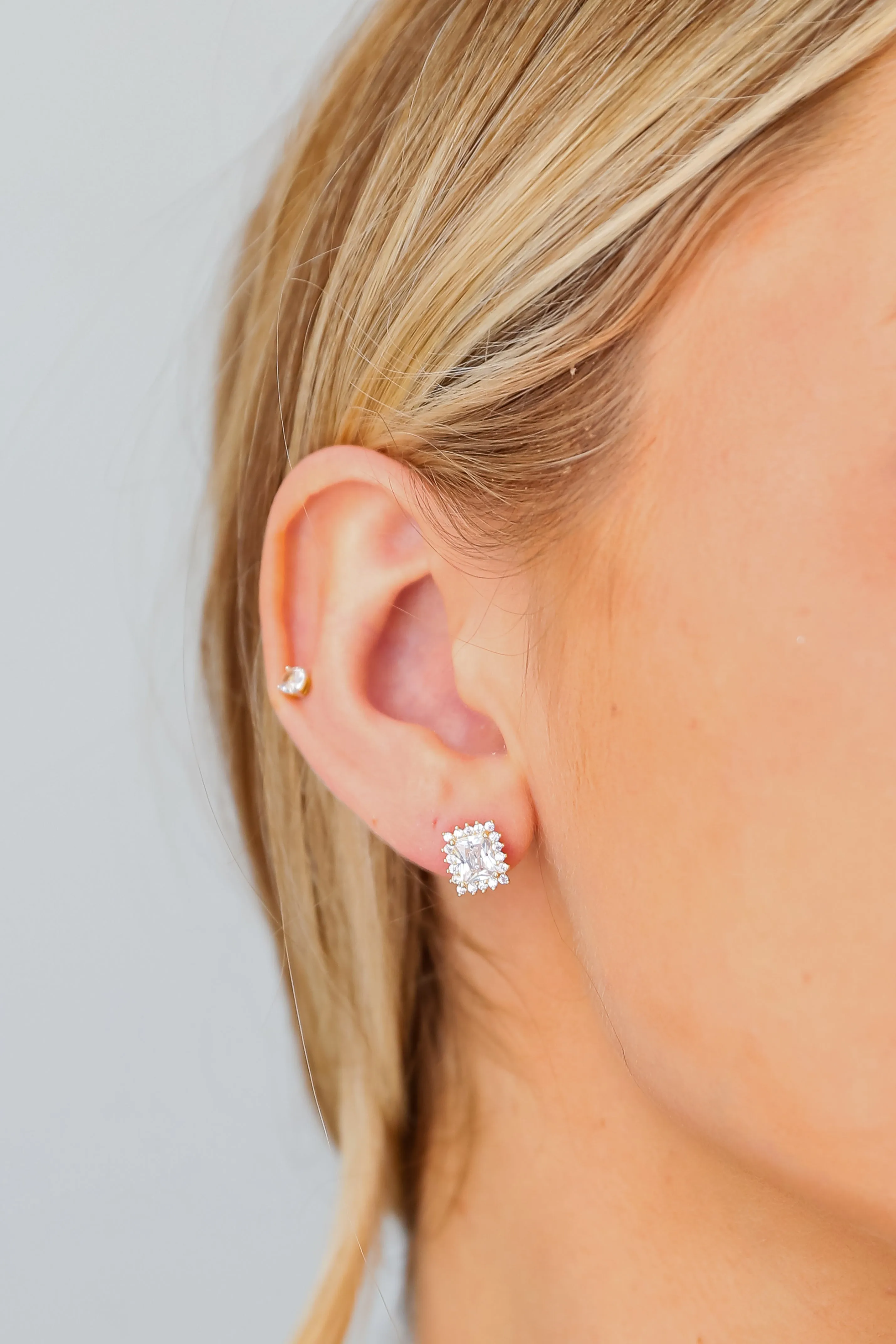 Nova Gold Rhinestone Stud Earrings