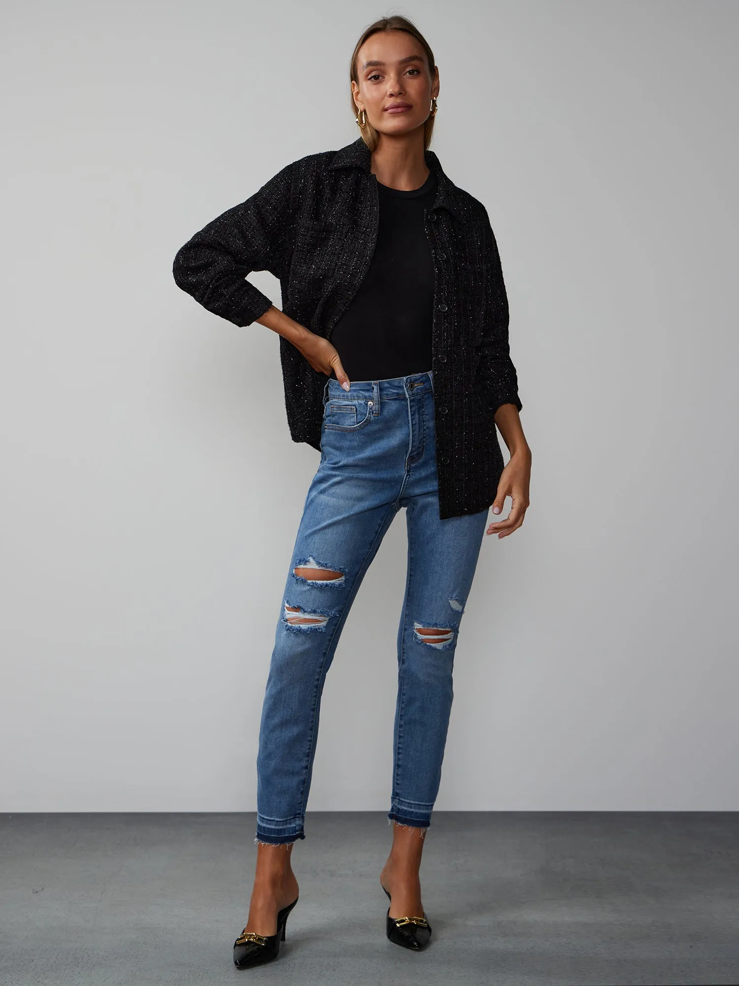 Perfect Fit Distressed Skinny Ankle Jeans