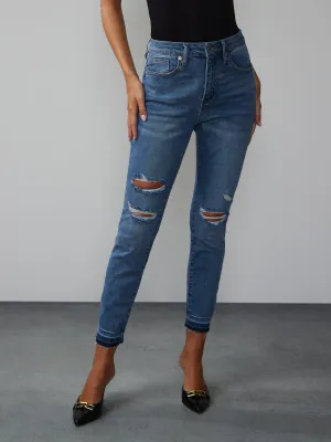 Perfect Fit Distressed Skinny Ankle Jeans