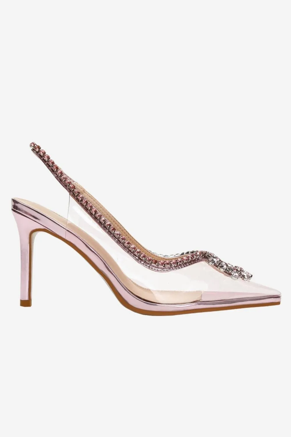 Rhinestone Pink Pointed Toe Stiletto Sandals