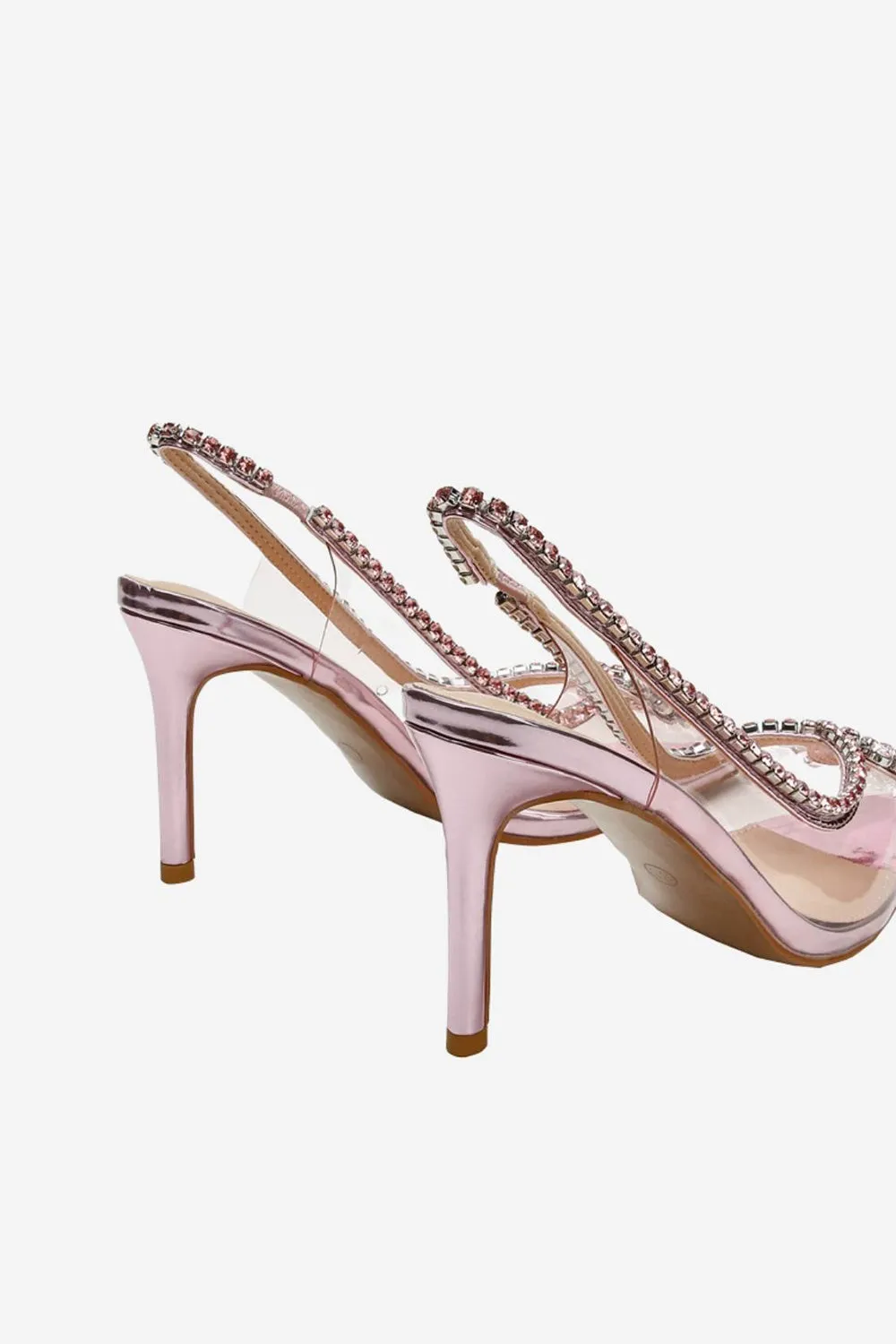 Rhinestone Pink Pointed Toe Stiletto Sandals