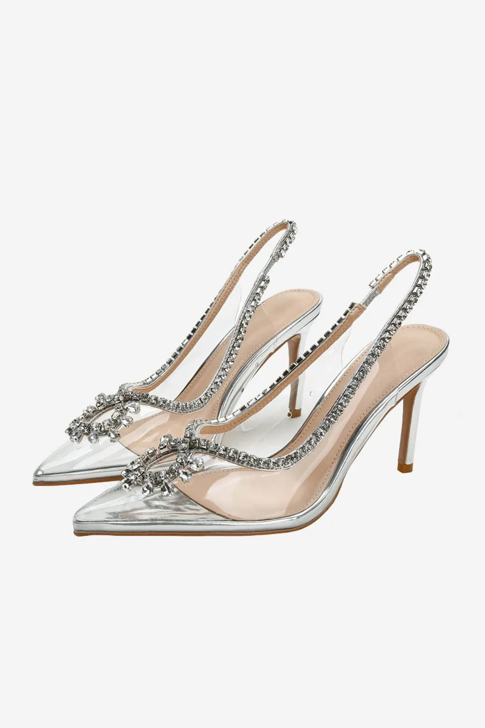 Rhinestone Pink Pointed Toe Stiletto Sandals