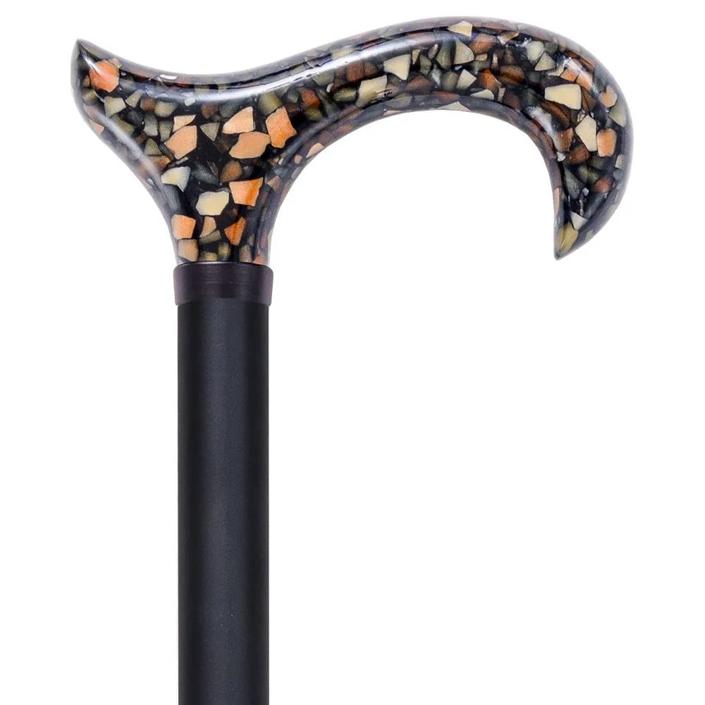 Scratch and Dent Acrylic Black and Gold Mosaic Designer Adjustable Cane V1718