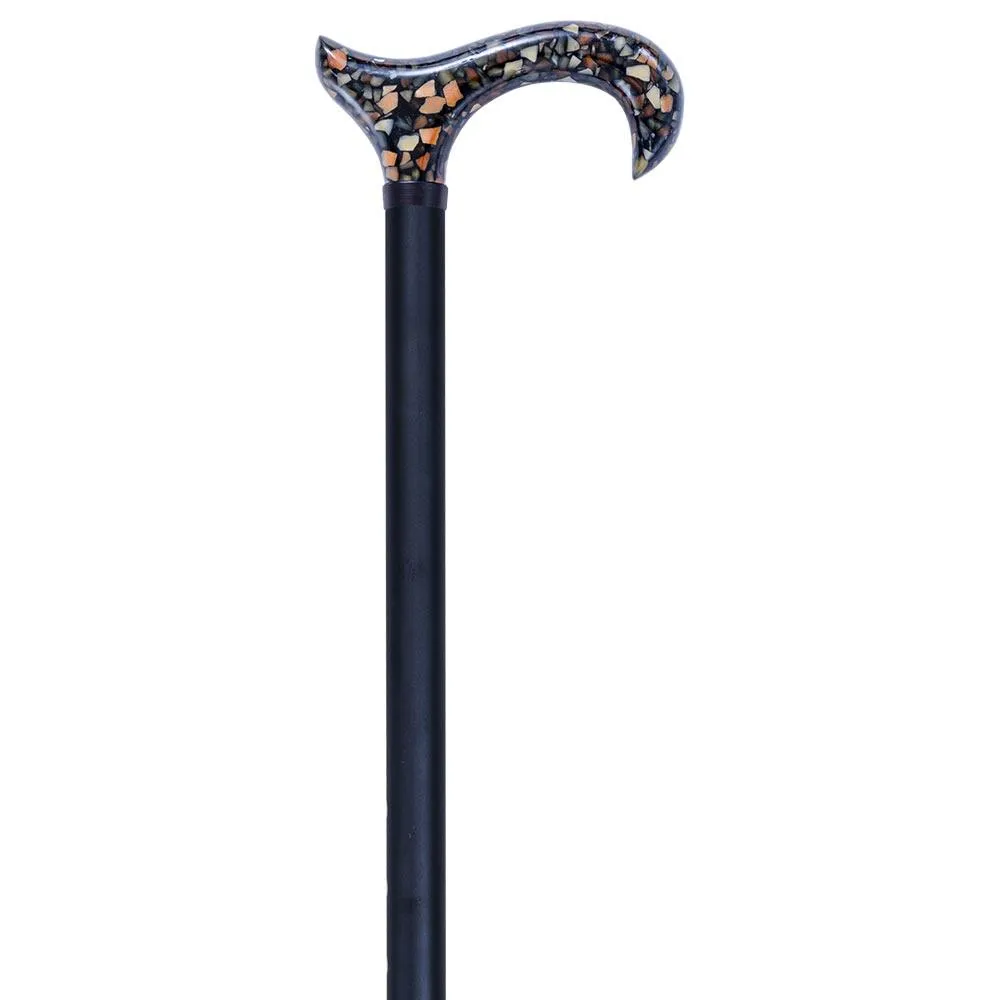 Scratch and Dent Acrylic Black and Gold Mosaic Designer Adjustable Cane V1718