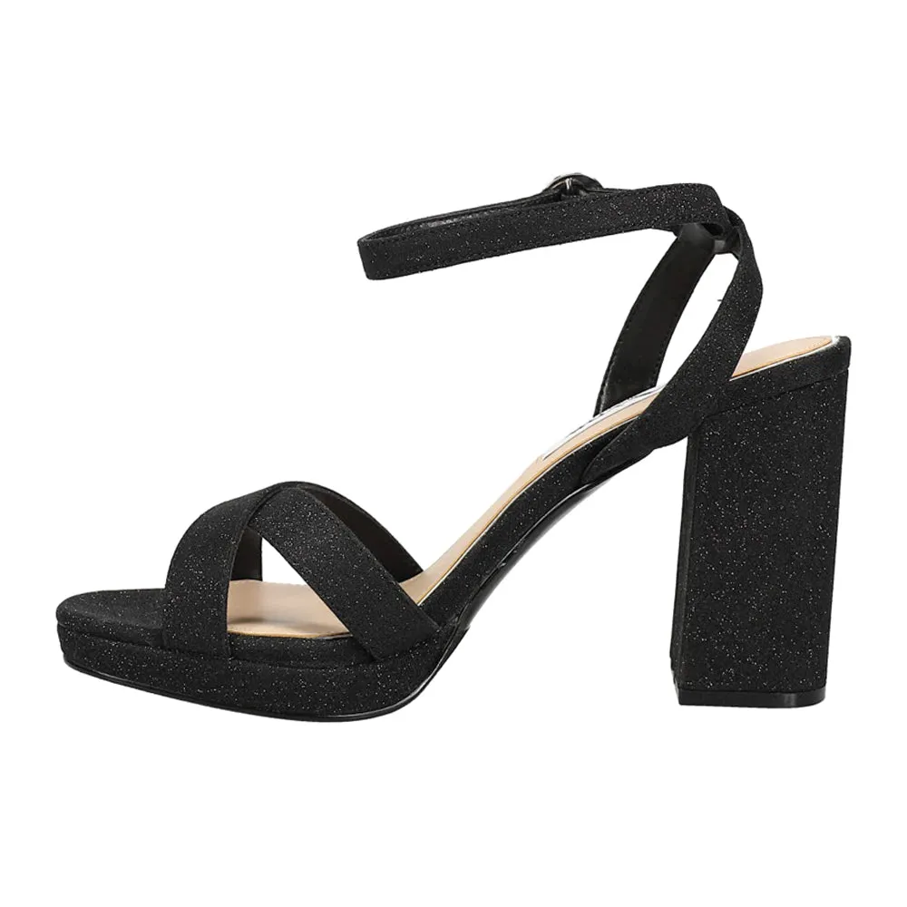 Shelia Glitter Block Heel Ankle Strap Sandals