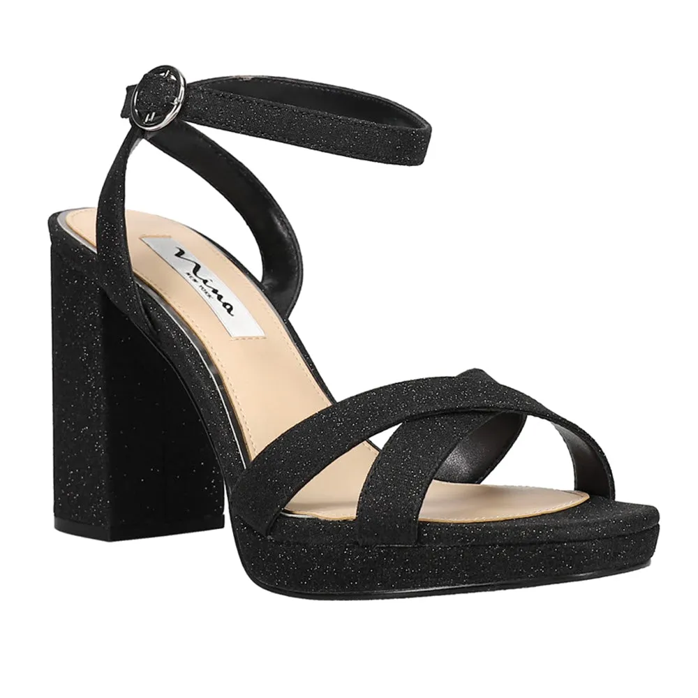 Shelia Glitter Block Heel Ankle Strap Sandals