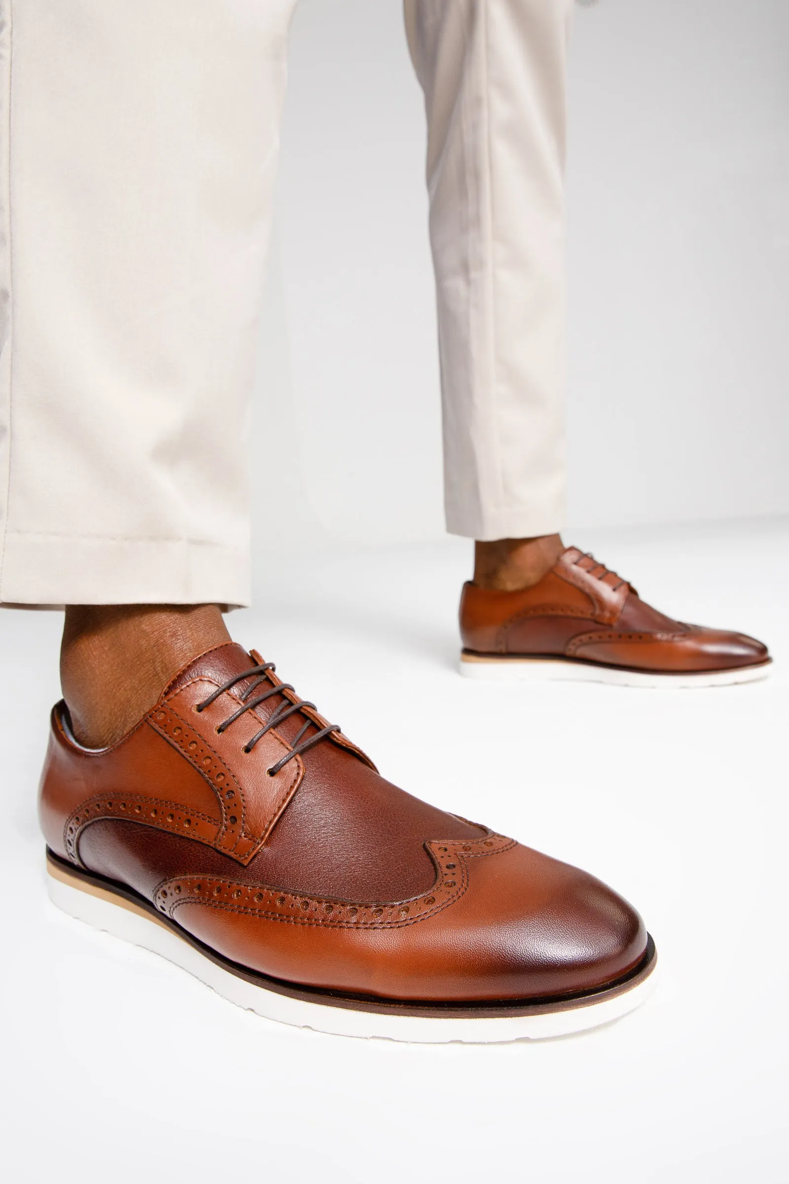 The Molise Tan Wingtip Semi Brogue Derby Men Shoe