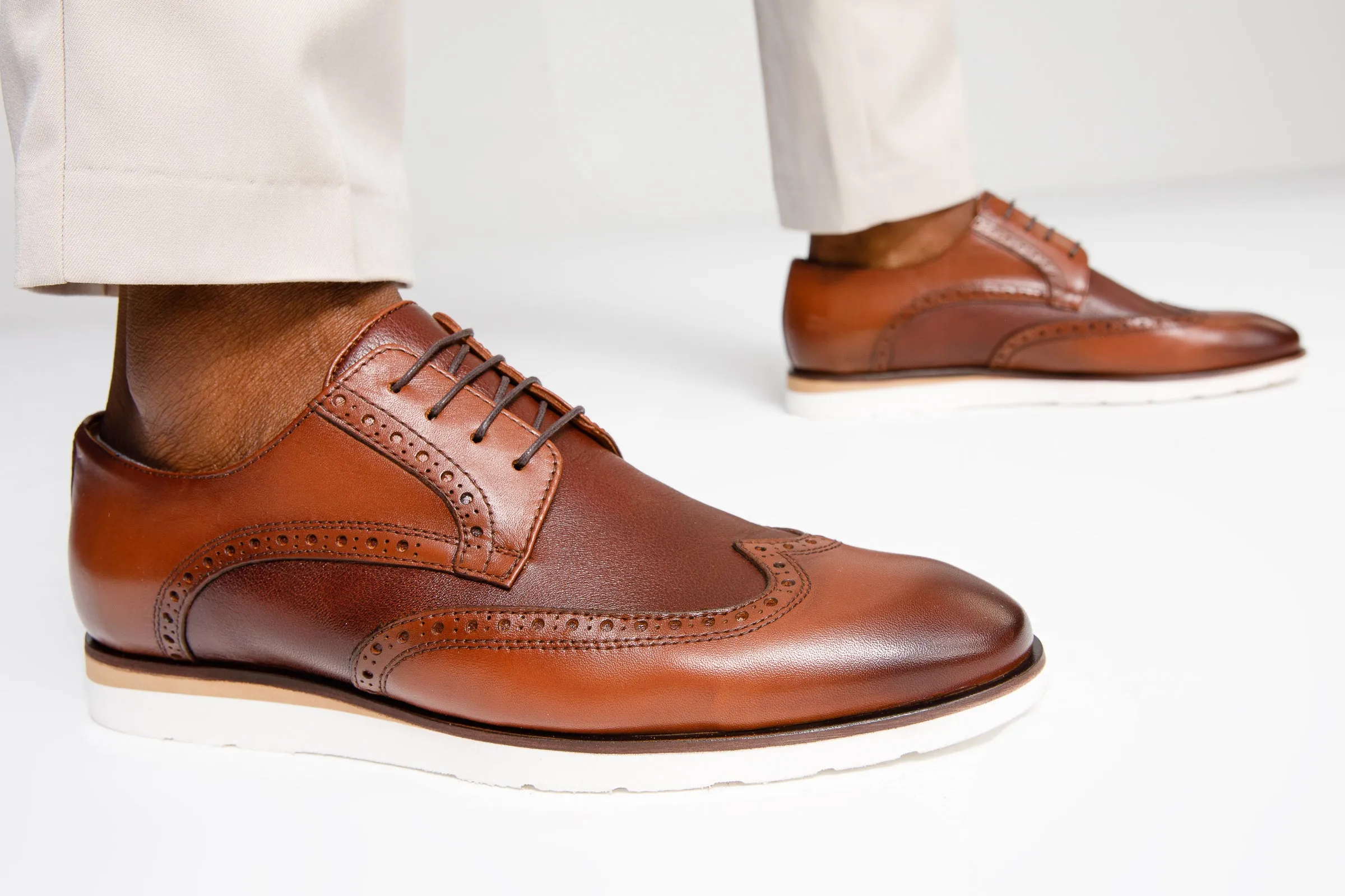 The Molise Tan Wingtip Semi Brogue Derby Men Shoe