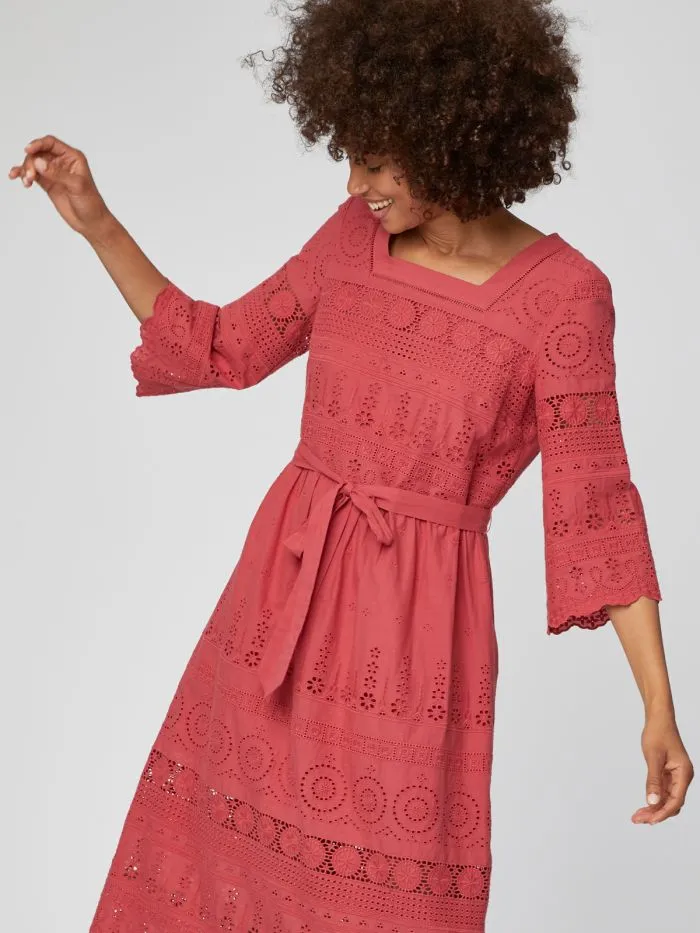 Thought Briony Organic Cotton Embroidery Anglais Dress WSD4169