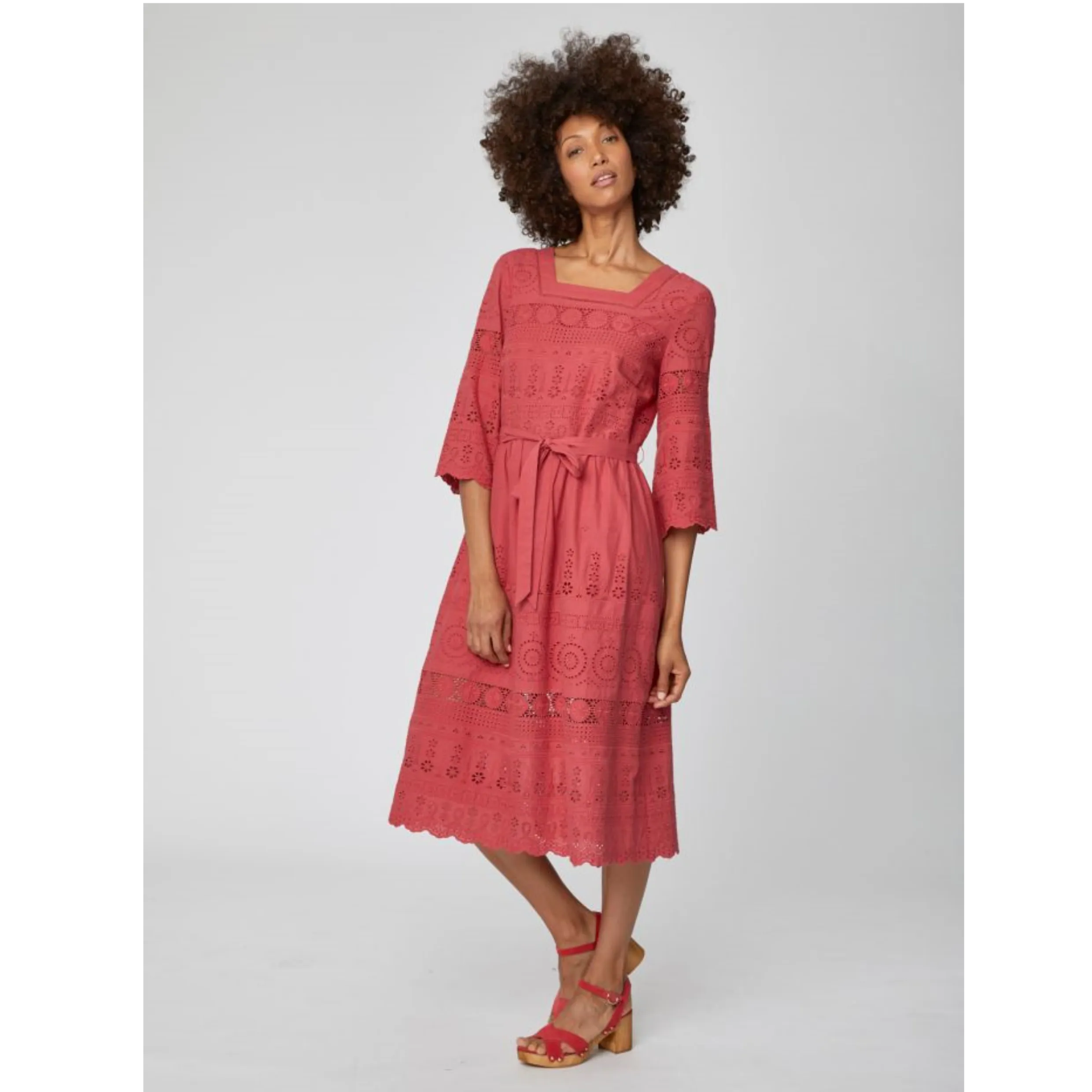 Thought Briony Organic Cotton Embroidery Anglais Dress WSD4169