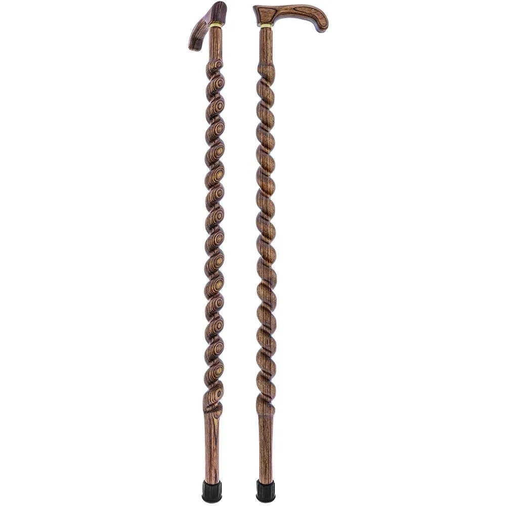 USA-Made Twisted Spiral Cane: Brown Durable Colorwood Laminate