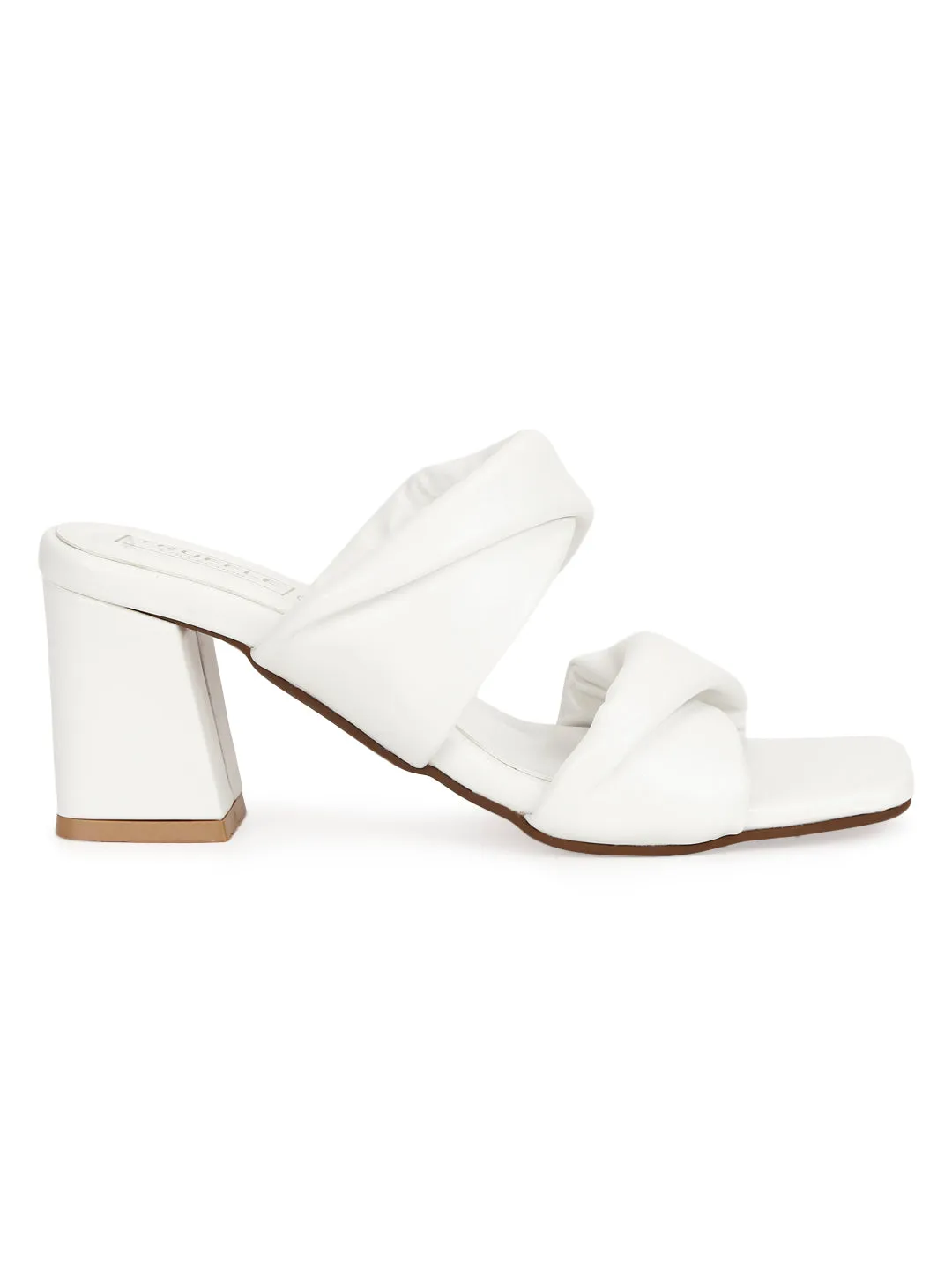 White PU Quilted Strap Block Heel Mules (TC-SLC-R-521-WHT)