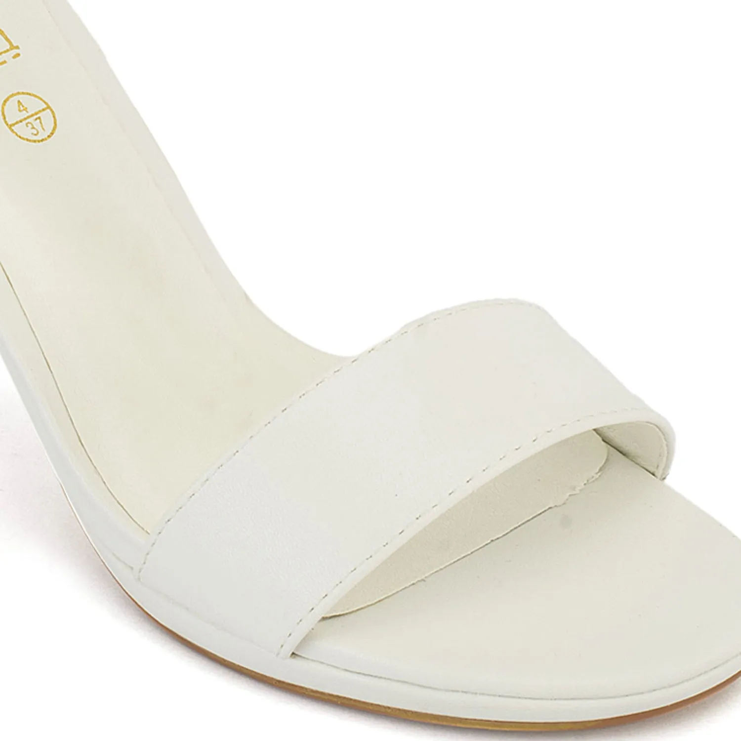 White Synthetic Low Heel Sandals