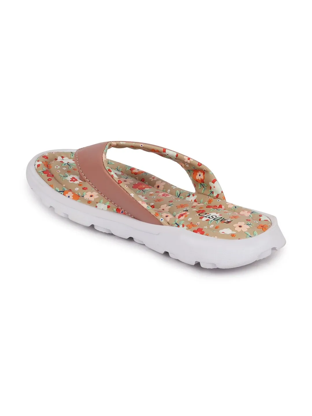 Women Pink Floral Slippers & Flip Flops