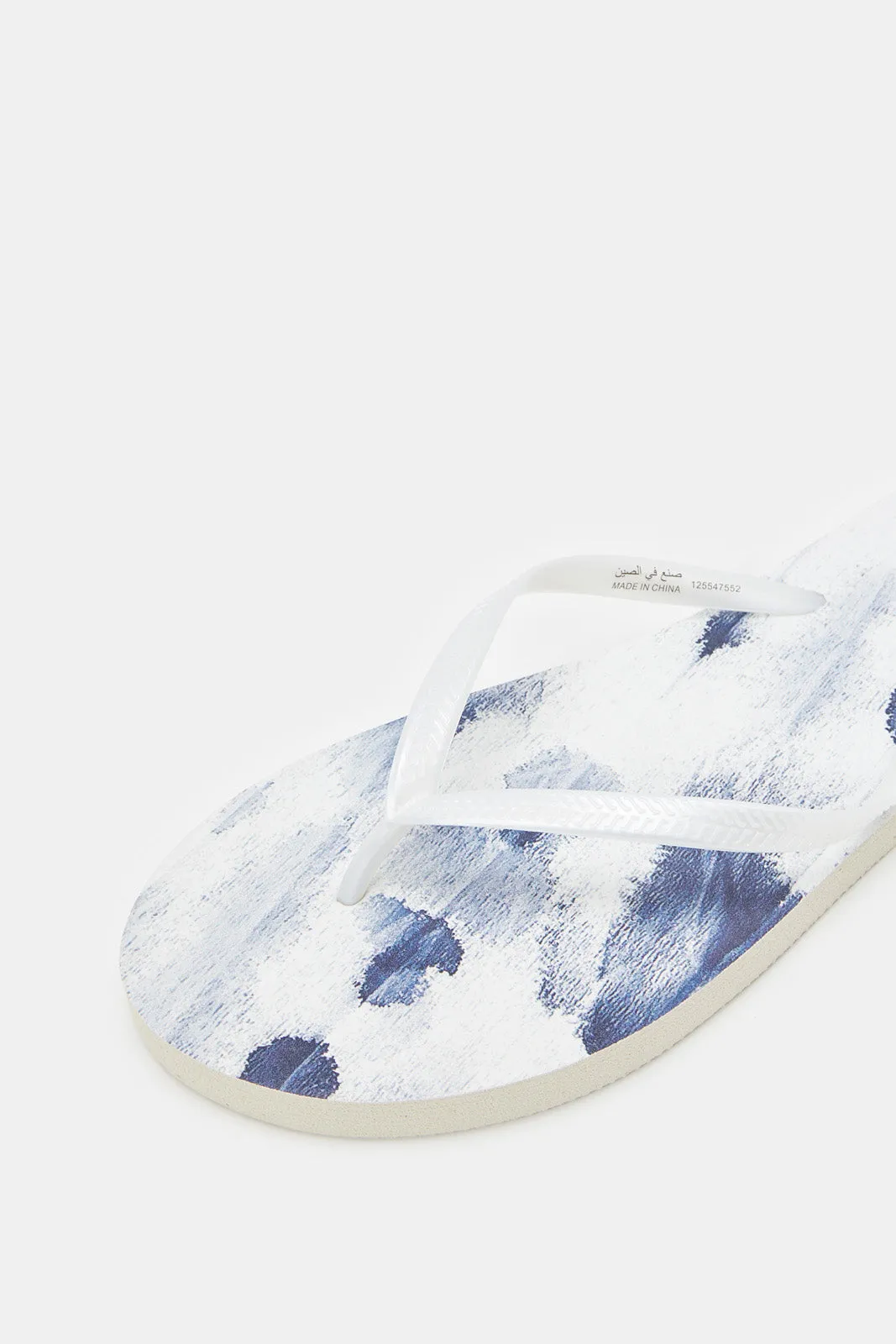 Women White And Blue Print Flip Flop