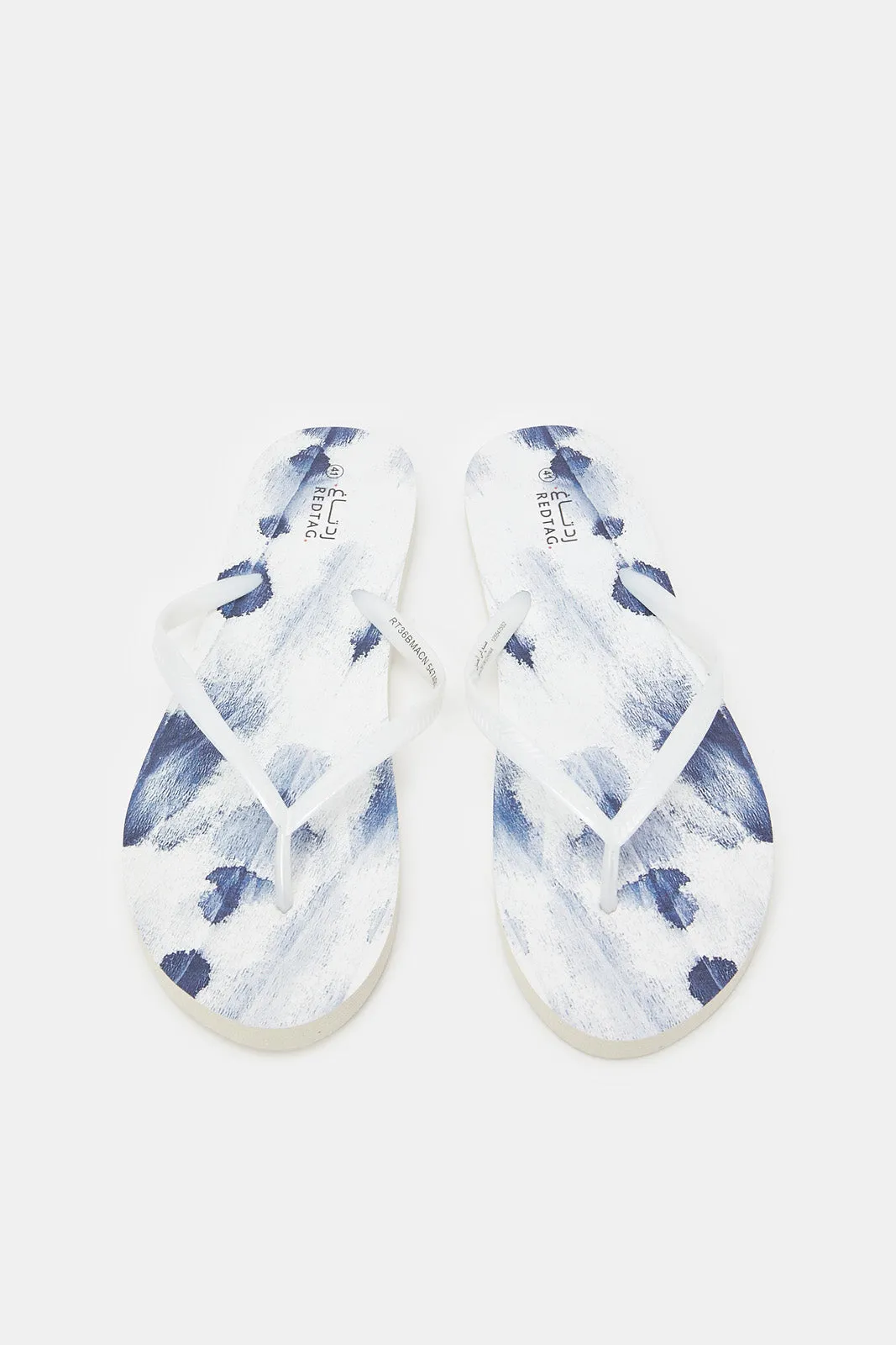 Women White And Blue Print Flip Flop