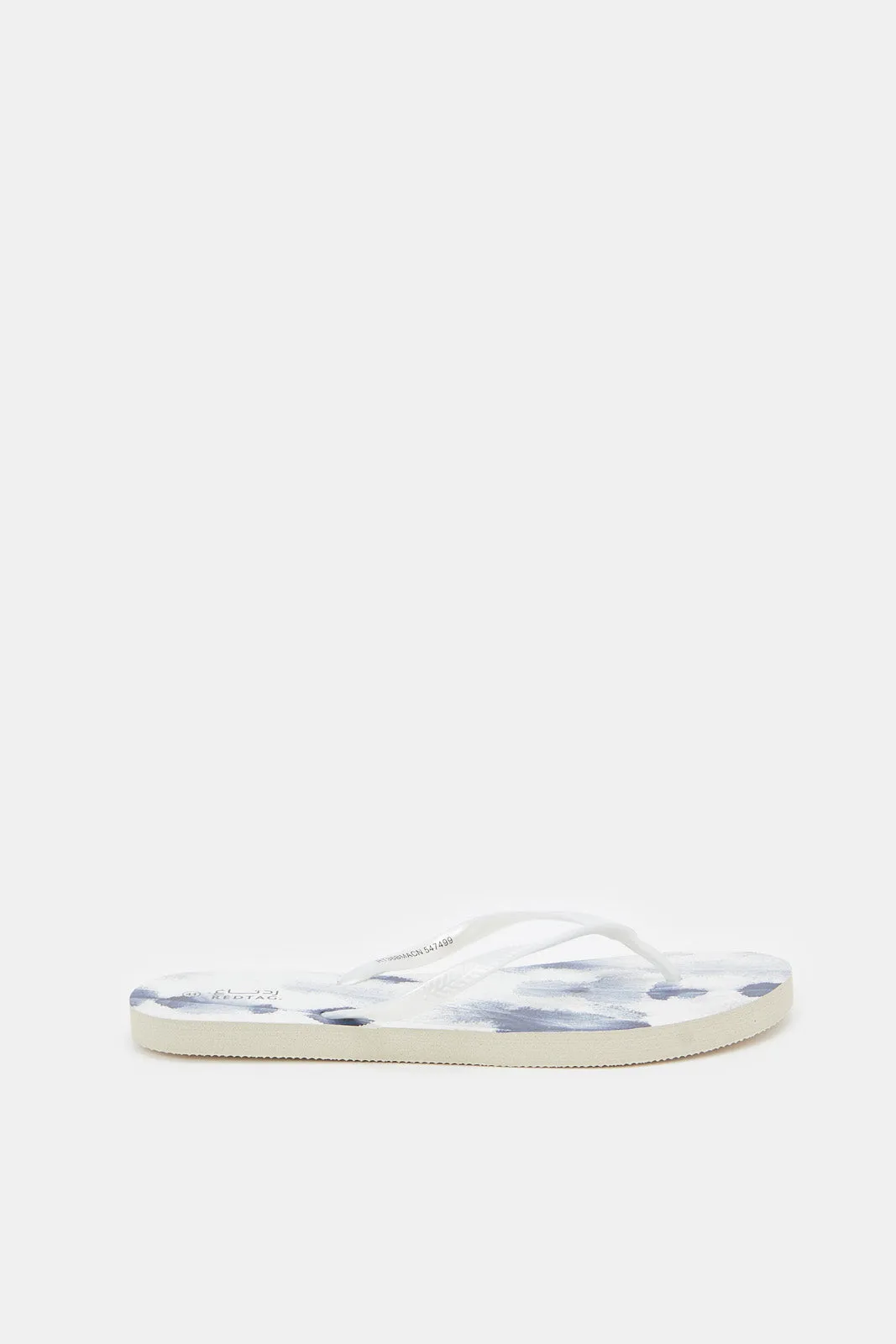 Women White And Blue Print Flip Flop