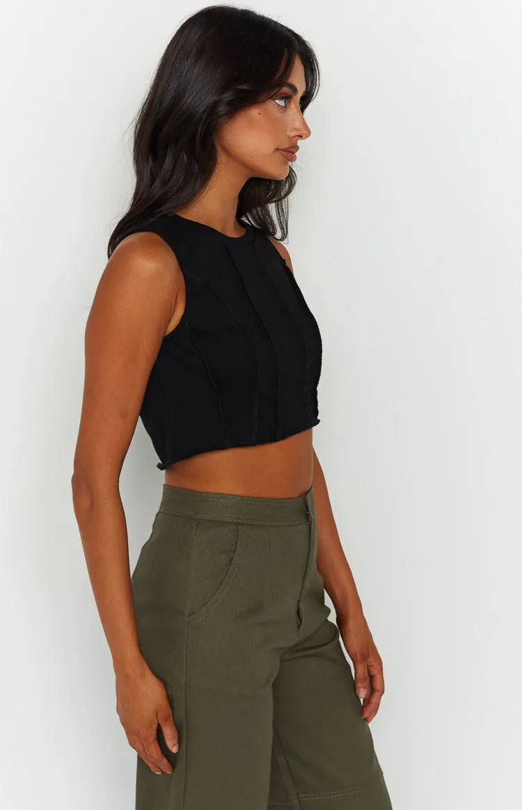 Xandra Black Crop Tank Top